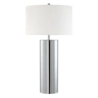 Hudson&Canal - Lampe de table York 75 cm de haut avec abat-jour en tissu - Nickel poli/blanc-Design moderne du milieu du siècle pour votre salon, votre espace de travail ou votre table de chevet