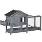 PawHut - Clapier en bois pour lapin avec toit ouvrable et boîte de rangement, gris foncé-Structure en bois de sapin massif 