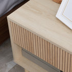 HOMCOM Modern Nightstand with Drawer and Open Shelf - Natural Wood - Set of 2-Colour: Natural Wood