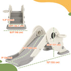Qaba - Toboggan 3 en 1 pour tout-petits avec panier de basket et grimpeur - Blanc crème-Quatre zones de glissement distinctes pour plus d'excitation 