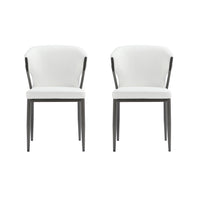 Manhattan Comfort - Lot de 2 chaises de salle à manger modernes Kirsten 20,5 po en similicuir blanc-Chaise de salle à manger moderne pour salle à manger et usage de travail lot de 2