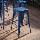 Flash Furniture - Tabouret de bar en métal vieilli bleu antique de 30 po haut.-Capacité de poids de 500 lb