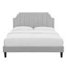 Modway Sienna Performance Velvet Queen Platform Bed - Light Grey-Assembly Required