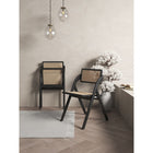 Manhattan Comfort Lambinet 20.87" Industry Chic Dining Folding Chair - Black and Natural Cane - Set of 2-Fine Natural Cane Made from Authentic Wooden Rattan