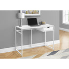 Monarch Specialties 7570 42" Computer Desk - White/White Metal-Slender metal frame in a white finish provides stability and matches the white laminate panels