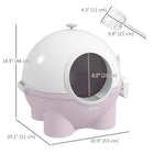 PawHut Large Enclosed Cat Litter Box with Lid - Pink-Door with a sand drain helps prevent litter from spilling outside the box 