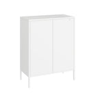 Manhattan Comfort Amelia 31.5" Modern Accent Cabinet - White-Steel: Cleaning: Wipe with a soft, dry cloth. For tough stains, use a mild detergent with water, followed by a dry cloth to prevent water spots. Avoid: Using abrasive pads that can scratch the surface. Avoid leaving water or moisture on the surface for long periods. Care: Regularly check for rust, especially in humid environments. If rust develops, use a metal polish or rust remover. Protection: Use placemats or coasters to prevent scratches or de