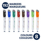 Quartet DryGuard Dry Erase Whiteboard Markers - Low Odour Ink - Chisel Tip - Assorted Colours - Magnetic Cap with Built-in Eraser - 192 Piece Set-Magnetic eraser cap:These markers allow you to keep an eraser at your fingertips for quick fixes while also letting you easily store your marker on any magnetic board