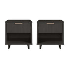 Manhattan Comfort Granville 18.11" Modern 1-Drawer Nightstand 2-Piece Set - Dark Grey-Modern-Contemporary with a taste of Glam - Nightstand for Bedroom and Living Room Use. Set of 2