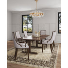 Manhattan Comfort - Grand fauteuil de salle à manger traditionnel 22,5 po en similicuir gris clair-Cadre en hêtre massif avec une finition noyer riche