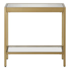 Hudson&Canal Alexis 24"W Rectangular Side Table - Brass-Tabletop and shelf are made of durable tempered glass