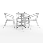 Flash Furniture 23.5" Round Aluminum Indoor-Outdoor Table Set with 4 Slat Back Chairs-Round Table