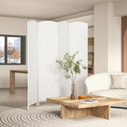 HOMCOM 4 Panels Hand-Woven Freestanding Room Divider for Home Office - White-Woven fibre design paper panel for a natural tone and lightweight to move
