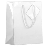 JAM Paper Glossy Gift Bags - Medium - 8" x 4" x 10" - White - 6 Pack (672GLwha)-Glossy gift bag