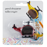 Merangue Single-Hole Helicopter-Shaped Sharpener -  Assorted Colours-Novelty sharpener shaped like a helicopter