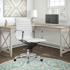 Plata Import Antoni Office Chair Leather Upholstery Low Back Adjustable Height Metal Frame - White-Low-Back modern style