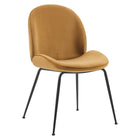 Modway - Scoop Jambe en acier revêtu de poudre noire Performance Velvet Chaises de salle à manger Ensemble de 2 - Cognac-Vintage Glamour Style