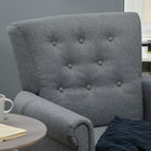 HOMCOM - Fauteuil d’appoint en tissu avec pieds en bois - accoudoirs roulés pour chambre à coucher - gris-Dimensions totales : 29,1 po l x 30,3 po P x 34,3 po H (74 x 77 x 87 cm) 
