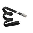 Beslayn Flat Braid Woven Non-Breakaway Lanyard With A Steel Bulldog Clip - Black - 25 Pack -36" total length for comfortable wear