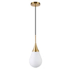 Hudson&Canal - Suspension Ambrose de 19,4 cm de large avec abat-jour en verre - Laiton/blanc lait-Design industriel pour votre entrée, votre foyer ou votre cuisine