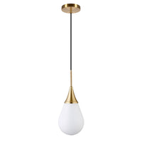 Hudson&Canal - Suspension Ambrose de 19,4 cm de large avec abat-jour en verre - Laiton/blanc lait-Design industriel pour votre entrée, votre foyer ou votre cuisine