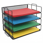 ShoppingAll - Plateau à documents empilable en maille à 4 niveaux-Dispose d'une conception intelligente à emboîtement qui vous permet d'empiler les quatre plateaux verticalement pour économiser de l'espace sur le bureau, ou de les séparer pour les utiliser individuellement dans des tiroirs ou sur des étagères.