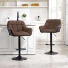 HOMCOM - Tabourets de bar pivotants réglables en tissu capitonné - brun - paquet de 2-La hauteur de l’assise est réglable à celle du comptoir ou du bar 
