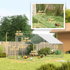 PawHut - Enclos à poules grand poulailler en métal avec couverture pour 12 à 18 poules - 9,8 pi L x 13,1 pi l x 6,4 pi H-La conception de la porte d’alimentation aide à empêcher les poules de s’échapper 