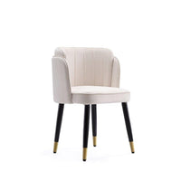 Manhattan Comfort - Chaise de salle à manger moderne Zephyr 21,65 po en velours crème-Chaise de salle à manger moderne parfaite pour une utilisation dans la salle à manger et le salon