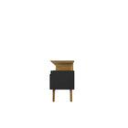 Manhattan Comfort Yonkers 70.86" Mid-Century Modern TV Stand - Black and Cinnamon-Fashionable Framed Base Splayed Legs made from Solid Wood for Extra Durability