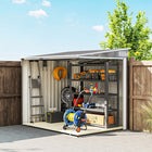 Outsunny 5 x 7FT Lean to Outdoor Storage Shed with Foundation Kit -  Light Grey-Easily position this outdoor shed in any yard corner with its lean-to-wall design
