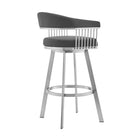 Armen Living - Chelsea Tabouret de Bar Pivotant de 74 cm de Hauteur en Similicuir Gris et Acier Inoxydable Brossé-4