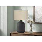 Monarch Specialties 24" H Contemporary Table Lamp - Black Ceramic / Beige Shade-This lamp features a 3-way rotary switch holding a single bulb (not included) for a maximum output of 100W/120V, allowing you to customize the lighting ambiance in your space