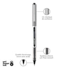 uni-ball – Stylos à bille roulante Vision – 0,7 mm – noir – paquet de 4  -Couleur et construction du corps : Gris