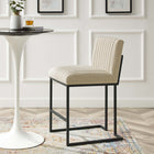 Modway Indulge Channel Tufted Fabric Counter Stools - Beige - Set of 2-Sled Base