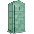 Outsunny 4 Tier Mini Greenhouse with Screen Roof - Green- Double-layer roof design enhances ventilation and blocks small animals
 