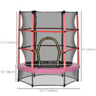 Outsunny Kids Trampoline with Enclosure Net - 55" Dia. - Pink-Promote a healthy lifestyle for your child by working muscles, boosting heart rate, and improving flexibility 