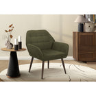 Monarch Specialties Upholstered 33"H Contemporary Accent Chair With Walnut Metal Legs - Dark Green Fabric-Built with a solid engineered wood frame and walnut metal legs, this 29" high armchair offers reliable support and long-lasting performance for everyday use.