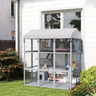 PawHut 81" H Large Catio with Floor - Grey-Spacious with condos, platforms, ladders, ramps, and a hammock 