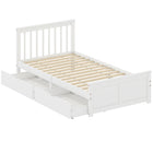 HOMCOM Twin Size Wood Platform Bed Frame with Drawers - White-A minimalist white design brightens your room, fitting various inner styles