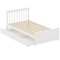 HOMCOM - Cadre de lit plateforme en bois taille twin avec tiroirs - blanc-Un design minimaliste blanc illumine votre chambre, s'adaptant à différents styles intérieurs 