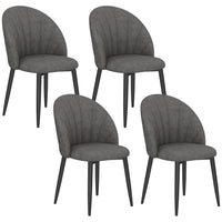HOMCOM Dining Chairs with Metal Legs for Kitchen - Charcoal Grey - Set of 4-Set of four chairs enhances matching home décor
