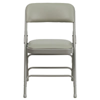 Flash Furniture HERCULES Series Curved Triple Braced & Double-Hinged Vinyl Metal Folding Chair - Grey-Padded Metal Folding Chair