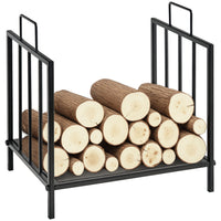 Outsunny - Porte-bûches 17,5 po- support de rangement en métal avec poignées-Garde le bois propre, sec, hors du sol et sans désordre 