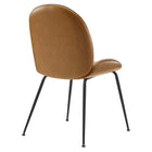 Modway - Scoop Jambe en acier revêtu de poudre noire Cuir végane Chaises de salle à manger Ensemble de 2 - Tan-Capacité de poids de la chaise : 331 lb.