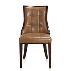 Manhattan Comfort Fifth Avenue 18.5" Traditional Faux Leather Upholstered Dining Chair - Saddle and Walnut - Set of 2-Features Fine Rectangular Plush Stitching