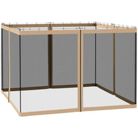 Outsunny Replacement Mosquito Netting for Gazebo 10' L x 10' W - Beige-Four separate panels with a zipper on each panel to connect with the adjoining piece  