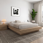 Nexera - Lit Plateforme Queen Marconi en chêne brun-Tables de chevet fonctionnelles : Tables de chevet extra-larges pour plus de style et de commodité, servant de surfaces pour livres ou appareils