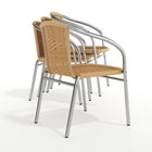 Flash Furniture 4 pièces - Chaise empilable de restaurant commerciale pour intérieur et extérieur en aluminium et rotin beige-Dossier et siège en rotin beige