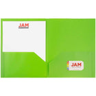 JAM Paper Plastic Two-Pocket School POP Folders - Lime Green - 6 Pack-Quantity: 6 Folders per Pack | One for each subject & project